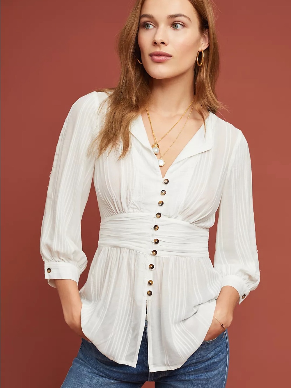 Maeve 10 Anthropologie Button Front Whimsical Fairy Flowy Lightweight Blouse